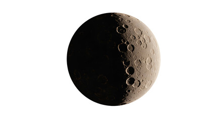 Isolated Graphic Lunar Surface Crescent Phase Dark Background