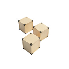 Isolated Graphic Three Wooden Dice Blocks With Black Corners