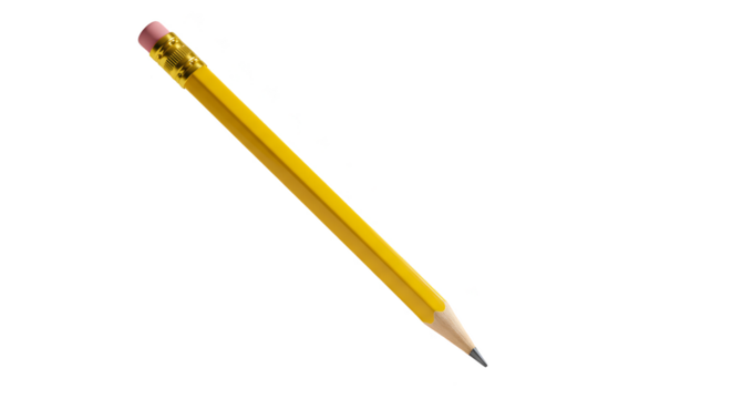 Isolated Graphic Yellow Pencil With Eraser Realistic
