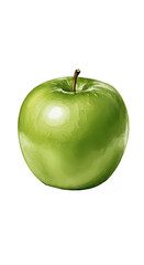 Isolated green apple realistic photo with water droplets