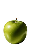 Isolated Green Apple With Water Droplets Realistic Photo