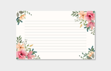 greeting card pink yellow floral watercolor frame