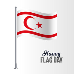 Northern Cyprus Flag Pole Vector Illustration Wavy Flag Pole Happy Flag Day