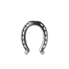 A clear transparent horseshoe object isolated on a solid black background symbolizing luck and fortune