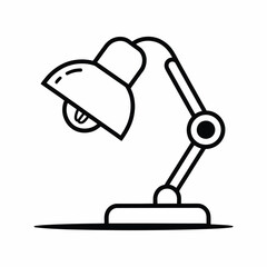 Minimalist black and white line drawing of a modern desk lamp vector illustration vector