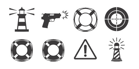 Set of nautical and safety icons vector illustration scalable eps graphics vector