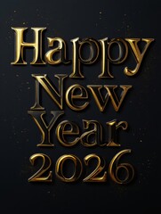 Elegant Golden Happy New Year 2026 Celebration Design