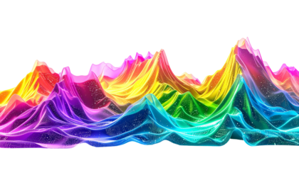 Colorful digital mountain range render