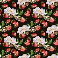 Strawberries and sunglasses pattern
