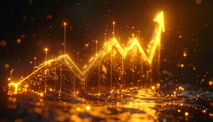 Financial Growth Illuminated Arrow Indicating Success in Digital Landscape