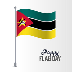 Mozambique Flag Pole Vector Illustration Wavy Flag Pole Happy Flag Day