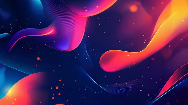 Abstract flowing liquid shapes with vibrant neon colors