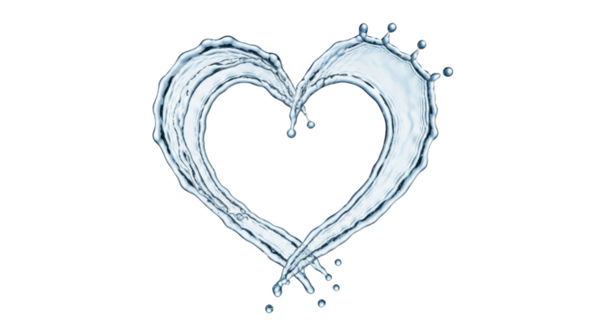 Dynamic water heart shape symbolizing purity refreshment and love creative design liquid element isolated on transparent background