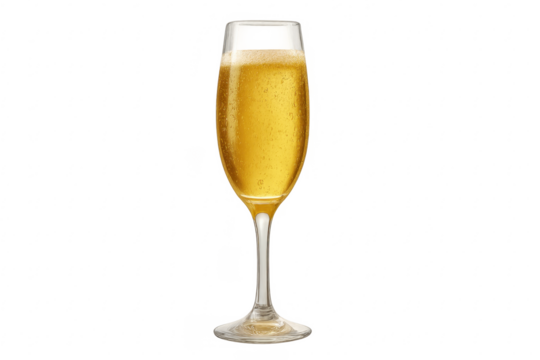 Champagne flute filled with sparkling wine celebrating success