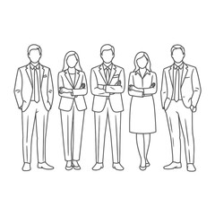 Diverse group of business professionals standing together in a line