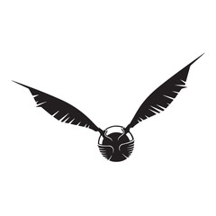 Fototapeta premium Golden Snitch Flying Silhouette Vector Icon from Wizard Fantasy Game