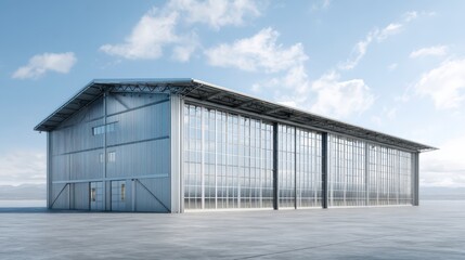 Fototapeta premium Modern Architectural Marvel: A captivating modern structure featuring a sleek design with expansive glass panels and a harmonious blend of form and functionality.