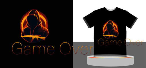 "Game Over T-Shirt Design – Retro Gamer Typography Graphic"