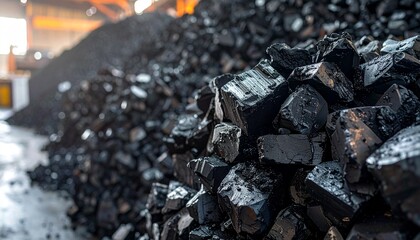 Fototapeta premium Pile of Coal An Overview of Fossil Fuels and Their Environmental Impact