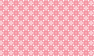 花びらが方眼のように広がって花模様になるピンクのパターン壁紙
