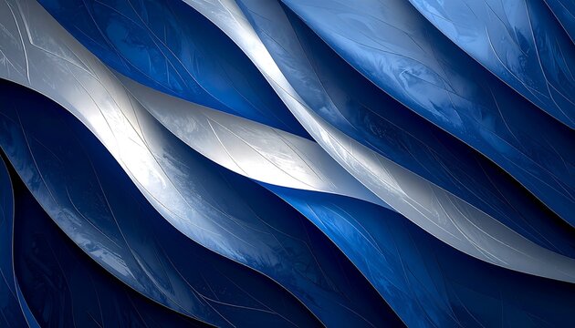 Abstract wavy lines in deep blue and white