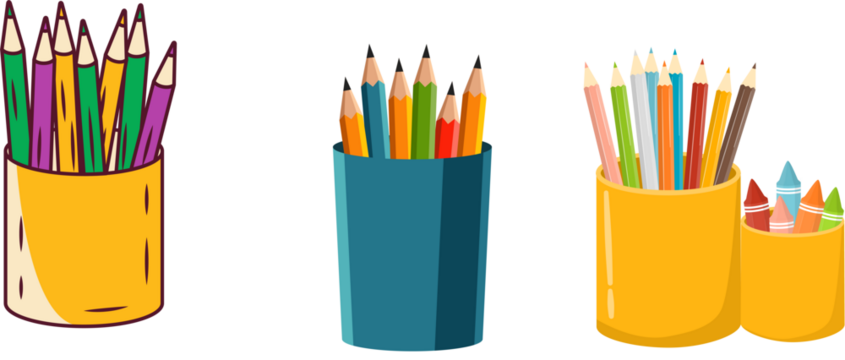 colour full pencil Metal pencil holder with school supplies Yellow Pencil Case Full of Writing Utensils Cup full of color pencils Container holding colorful pencils against a white background
