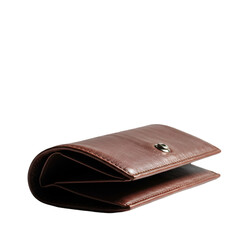 Isolated Photo Brown Leather Wallet Folded Detailed Texture