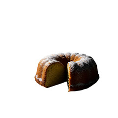 Isolated Photo Bundt Cake Dusted With Powdered Sugar