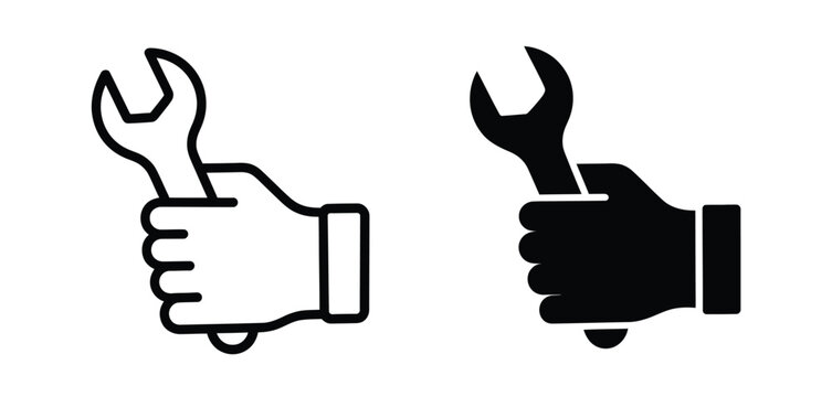 Minimalist hand holding wrench icon vector graphic scalable eps file for general use vector