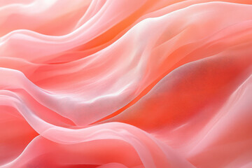 Obraz premium Soft pink fabric flowing in gentle light, smooth texture resembling flower petals, warm pastel tones creating elegant and tranquil natural abstract background 