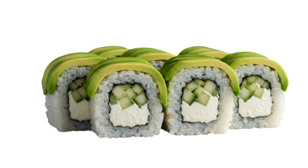 Isolated Photo Cream Cheese Avocado Sushi Rolls