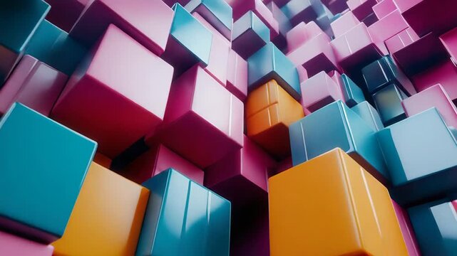 Colorful block pattern creating abstract 3d background