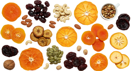 Isolated Photo Dried Fruits Nuts And Seeds Top View