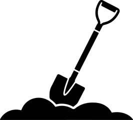 shovel in dirt digging silhouette vector illustration