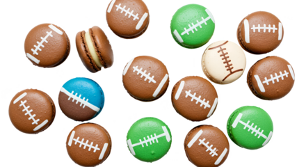 Isolated Photo Football Macarons With Powdered Sugar Sprinkles