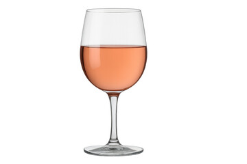 Rosé wine in glass with transparent background