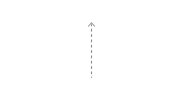 Animated dashed arrow pointing upwards on white background simple motion graphic directional