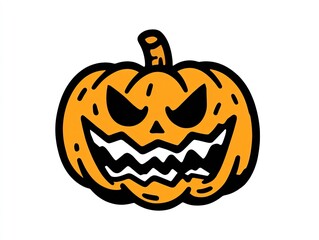 Cute Halloween pumpkin vector clipart, flat minimalist design with simple lines and solid colors, transparent background for holiday cards, web elements, poster decoration.