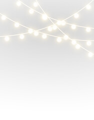 Christmas LED string light isolated on transparent