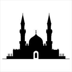 Fototapeta premium Cute minar silhouette design in black on white background with simple and charming architectural style