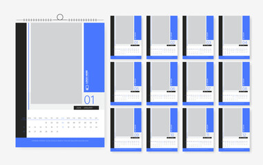 12 page calendar design for 2026, 2026 corporate calendar template