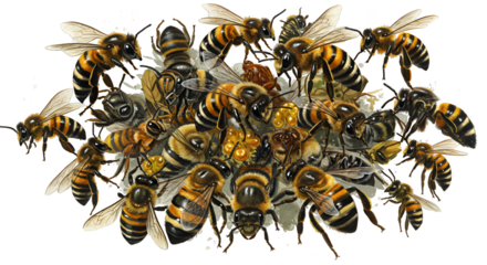 Isolated Photo Many Honey Bees Swarming Together Detailed Texture