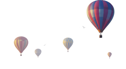 Isolated Photo Multiple Hot Air Balloons Ascending Sky Blue Red White