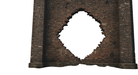 Isolated Photo of a Brick Wall with a Diamond Shaped Hole