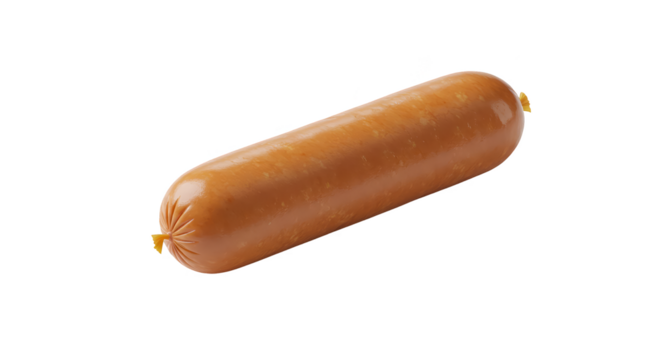 Isolated Photo of a Brown Sausage with Golden Casing and Yellow Tie
