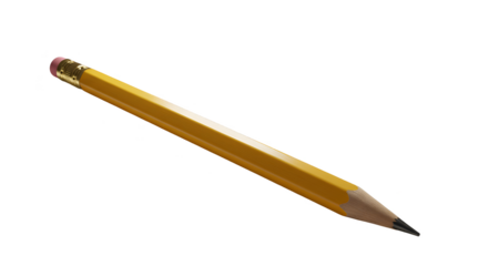 Isolated Photo Of A Yellow Pencil With Eraser And Sharpened Tip