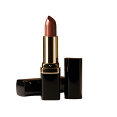 Isolated Photo of Brown Lipstick with Gold Accent on Black Tube