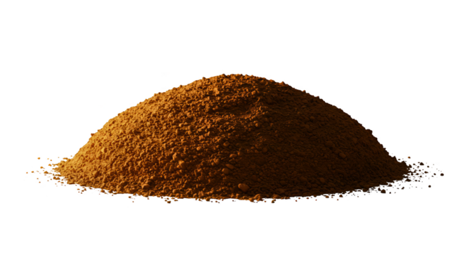 Isolated Photo of Brown Instant Coffee Granules Pile Dark Background