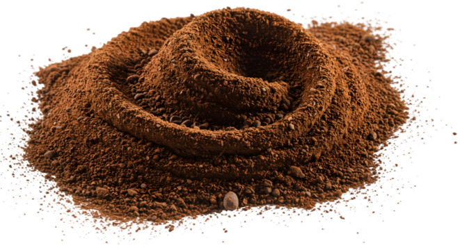 Isolated Photo of Coffee Grounds Pile Brown Texture