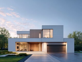 Contemporary Residence: An artful composition of modern architecture showcasing clean lines, expansive windows, and sophisticated design elements.